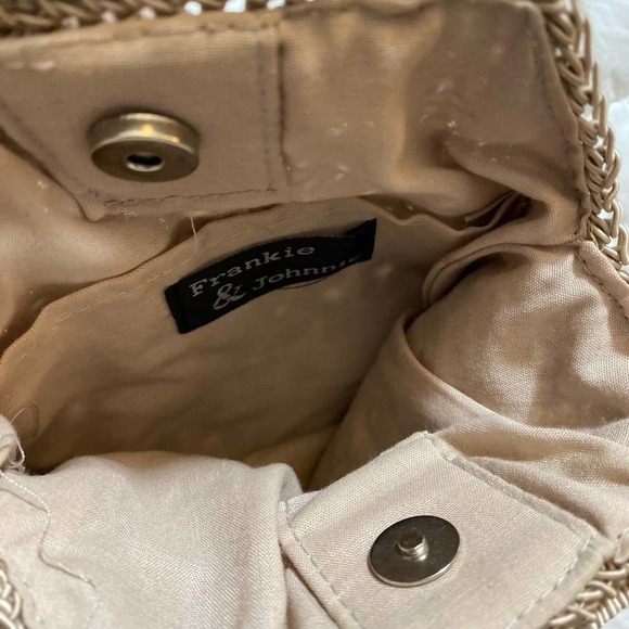 Frankie & Johnnie Woven mini purse, clutch, small, beige, satchel - Picture 6 of 6